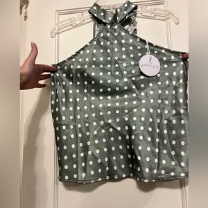 Tie Neck Polka Dot Tank Petal + Pup